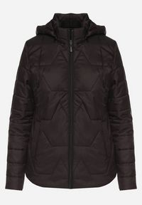 Born2be - Czarna Pikowana Kurtka z Odpinanym Kapturem Noridi. Okazja: na co dzień. Kolor: czarny. Materiał: jeans. Styl: klasyczny, casual, elegancki #5