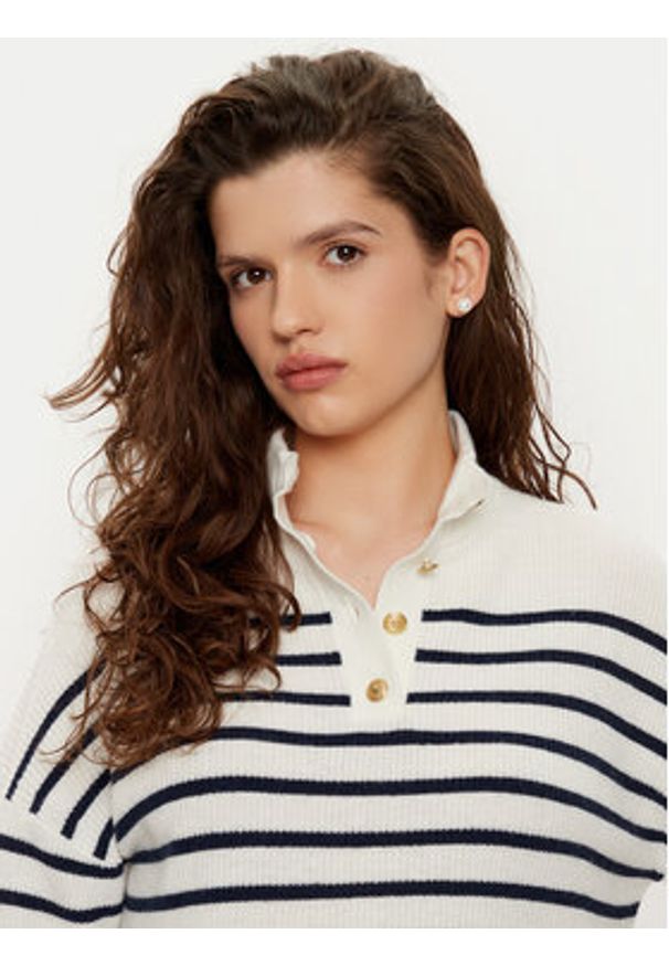 TOMMY HILFIGER - Tommy Hilfiger Sweter WW0WW44981 Biały Relaxed Fit. Kolor: biały. Materiał: wełna