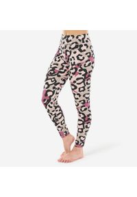 STAREVER - Legginsy do tańca modern jazz dla dzieci wysoki stan różowe leopard. Stan: podwyższony. Kolor: różowy. Materiał: materiał, bawełna, elastan #1