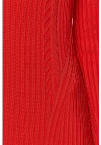 TwinSet - Twinset - Sukienka. Kolor: czerwony. Materiał: dzianina. Długość rękawa: długi rękaw. Wzór: gładki. Typ sukienki: dopasowane #4