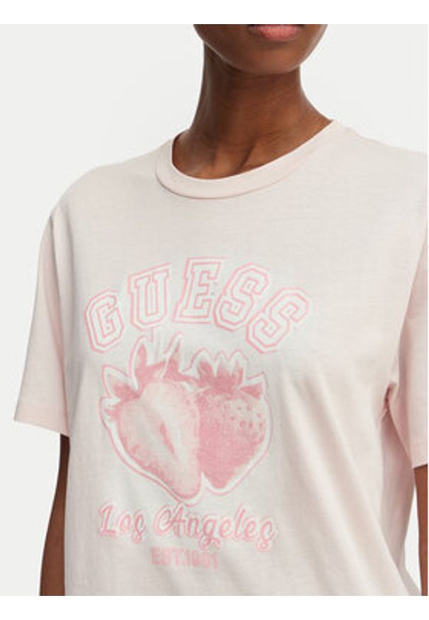 Guess T-Shirt V6GI14 K2981 Różowy jasny Relaxed Fit. Kolor: różowy. Materiał: bawełna