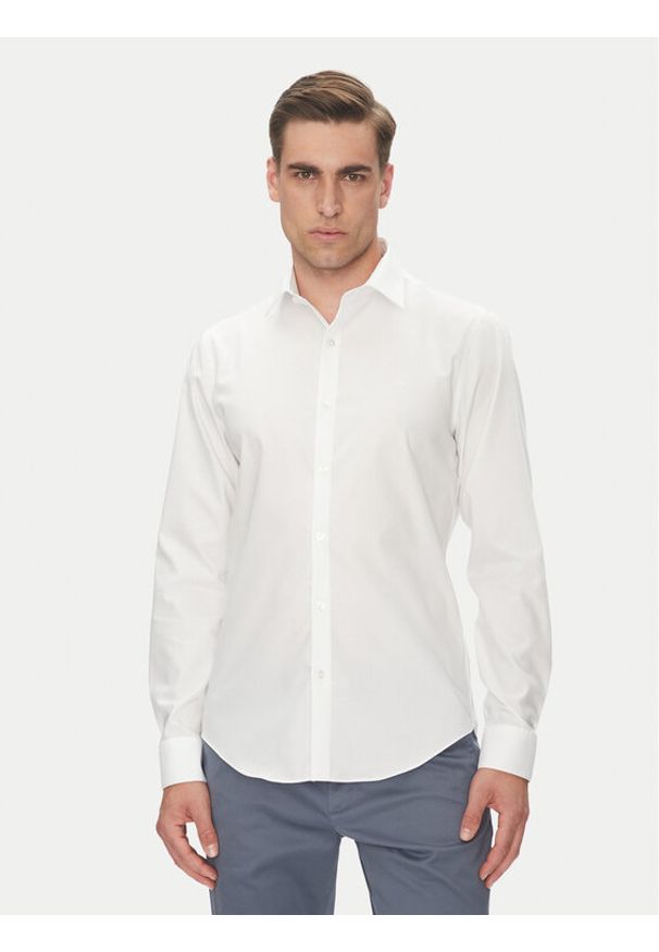 Calvin Klein Koszula LV019EU017 Biały Slim Fit. Kolor: biały. Materiał: bawełna