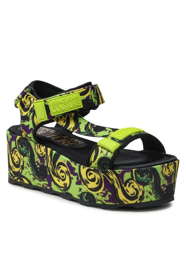 Sandały Versace Jeans Couture 74VA3S09 ZS598 PU3. Kolor: zielony. Materiał: materiał