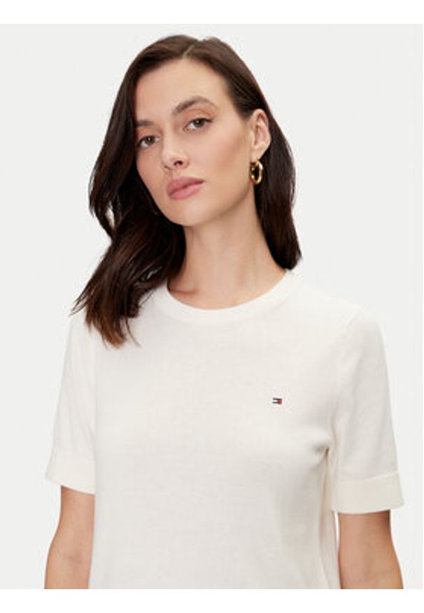 TOMMY HILFIGER - Tommy Hilfiger Sweter WW0WW38724 Écru Regular Fit. Materiał: bawełna