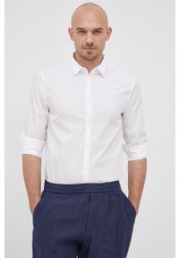 Armani Exchange koszula bawełniana męska kolor biały regular z kołnierzykiem klasycznym. Typ kołnierza: kołnierzyk klasyczny. Kolor: biały. Materiał: bawełna. Styl: klasyczny #4