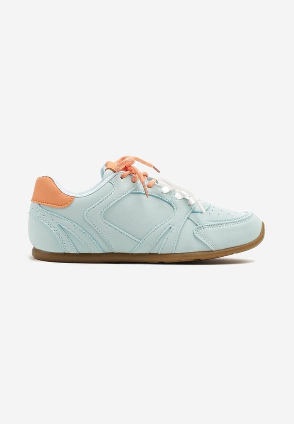 Renee - Jasnoniebieskie Sneakersy Ozdobione Przeszyciami i Podwójnym Sznurowaniem Telisaria. Okazja: na co dzień. Zapięcie: sznurówki. Kolor: niebieski. Materiał: jeans. Wzór: aplikacja