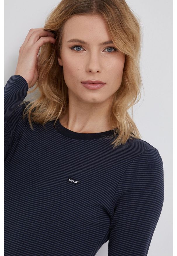 Levi's® - Levi's Longsleeve bawełniany kolor granatowy. Okazja: na co dzień, na spotkanie biznesowe. Kolor: niebieski. Materiał: bawełna. Długość rękawa: długi rękaw. Styl: biznesowy, casual