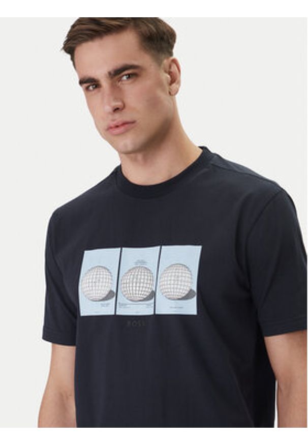 BOSS T-Shirt Terrace Photo 50559353 Granatowy Relaxed Fit. Kolor: niebieski. Materiał: bawełna