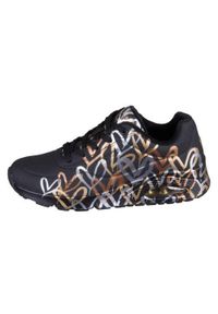 skechers - Buty do chodzenia sneakersy damskie Skechers Uno-Metallic Love. Kolor: czarny. Materiał: materiał, guma, syntetyk. Sport: turystyka piesza
