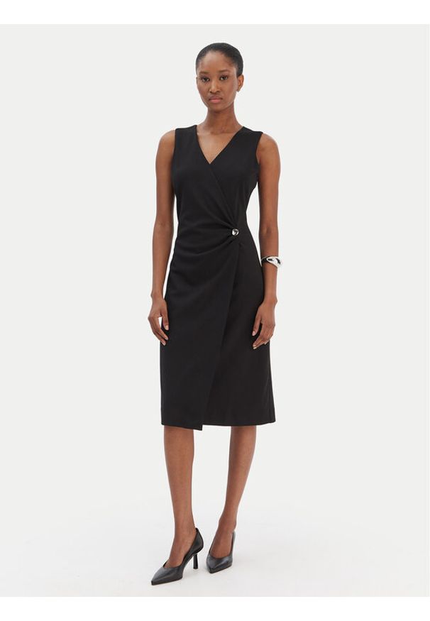 Calvin Klein Sukienka koktajlowa LV044E047G Czarny Slim Fit. Kolor: czarny. Materiał: syntetyk. Styl: wizytowy