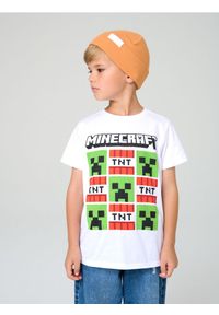 Sinsay - Bawełniana koszulka z nadrukiem Minecraft - biały. Kolor: biały. Materiał: bawełna. Wzór: nadruk #1