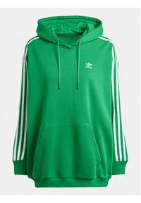 Adidas - adidas Bluza adicolor 3-Stripes IN8398 Zielony Oversize. Kolor: zielony. Materiał: bawełna