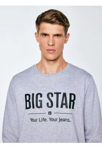 Big-Star - Bluza męska z nadrukiem szara Ecodort 901. Kolor: szary. Wzór: nadruk. Styl: klasyczny