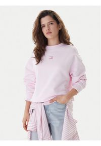Tommy Jeans Bluza Badge DW0DW17325 Różowy Regular Fit. Kolor: różowy. Materiał: bawełna #1