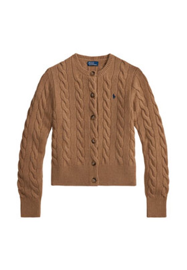Polo Ralph Lauren Kardigan 211972104001 Beżowy Slim Fit. Typ kołnierza: polo. Kolor: beżowy. Materiał: wełna