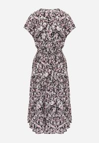 Renee - Czarna Bawełniana Sukienka z Guzikami Przy Dekolcie i Gumką w Pasie Grasita. Okazja: na co dzień. Typ kołnierza: dekolt w kształcie V. Kolor: czarny. Materiał: bawełna. Styl: klasyczny, casual #6