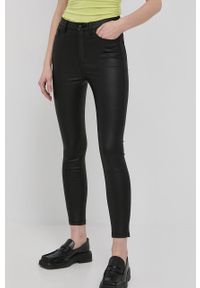 The Kooples spodnie damskie kolor czarny dopasowane high waist. Stan: podwyższony. Kolor: czarny. Materiał: tkanina, materiał #2