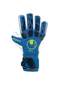 UHLSPORT - Rękawice Bramkarskie UHLSport Hyperact Soft Pro - Przyczepność i Komfort. Kolor: niebieski, wielokolorowy, żółty. Sport: piłka nożna