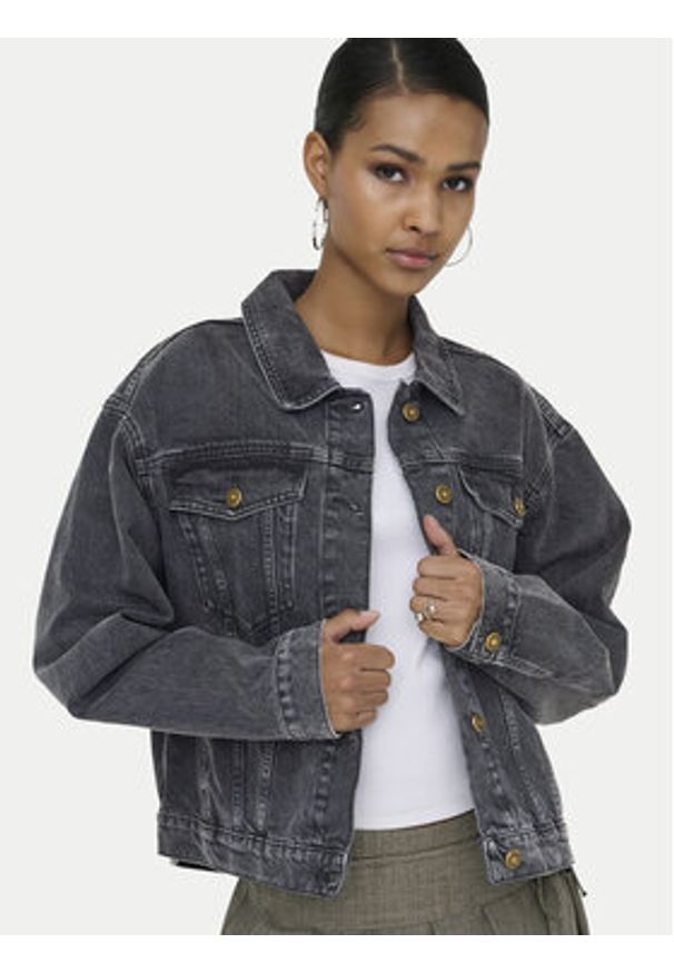 only - ONLY Kurtka jeansowa Harper 15363548 Czarny Regular Fit. Kolor: czarny. Materiał: bawełna