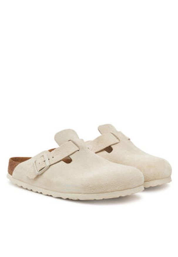 Birkenstock Klapki Boston zamsz 1027693 Biały. Kolor: biały. Materiał: zamsz, skóra