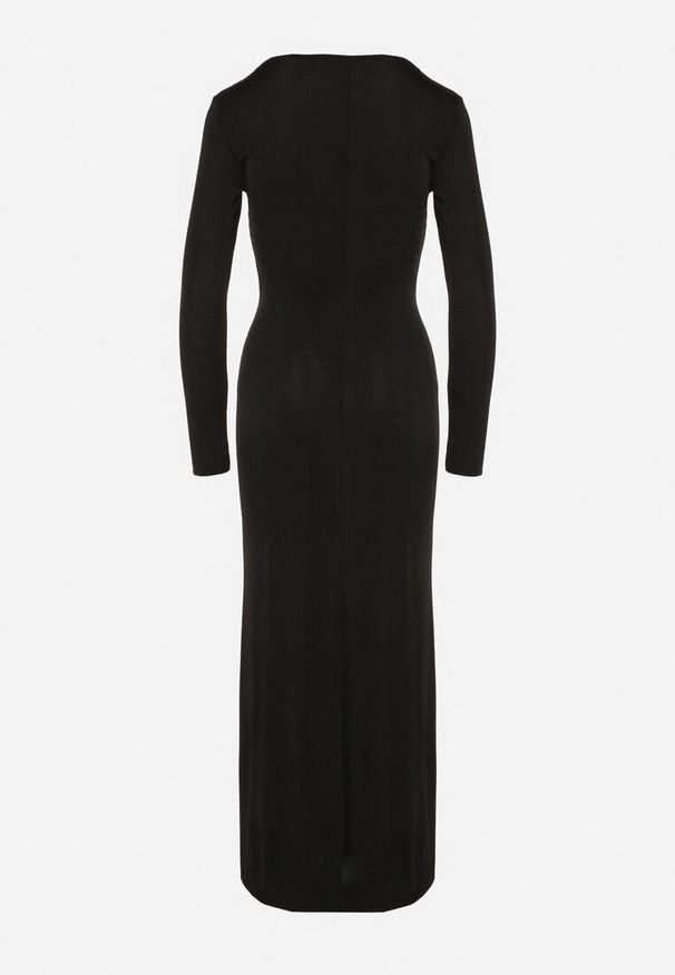 Born2be - Czarna Sukienka Koktajlowa z Biżuteryjną Aplikacją i Długim Rękawem Idivianne. Kolor: czarny. Długość rękawa: długi rękaw. Wzór: aplikacja. Typ sukienki: dopasowane. Styl: wizytowy