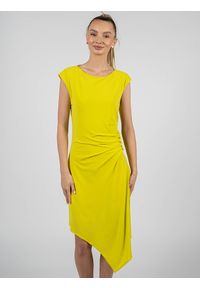 Patrizia Pepe Sukienka | 8A0941 J015 | Kobieta | Żółty. Kolor: żółty. Materiał: acetat, elastan, poliamid. Długość rękawa: krótki rękaw. Wzór: aplikacja. Typ sukienki: asymetryczne, dopasowane. Długość: mini #4