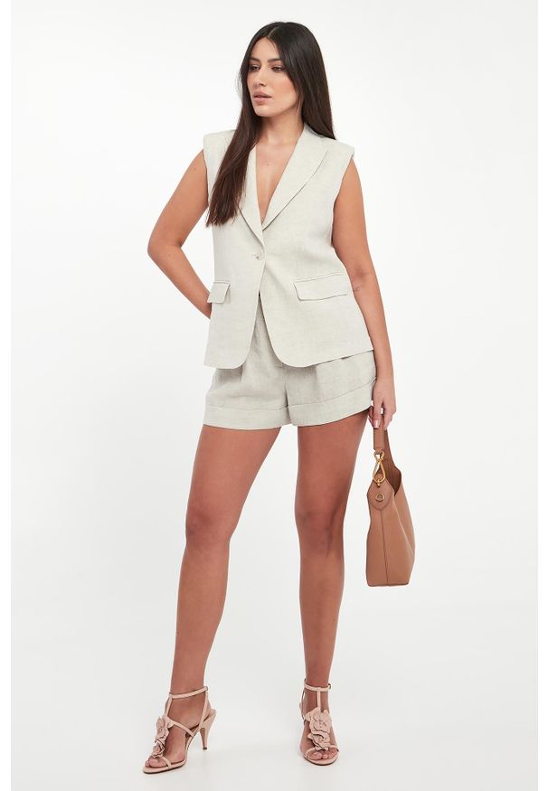 Twinset Milano - Kamizelka damska lniana TWINSET. Materiał: len