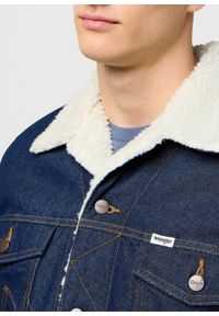 Wrangler - MESKA KURTKA JEANSOWA WRANGLER SHERPA DENIM JACKET CLEAN RINSE 112371364. Materiał: denim, jeans #5