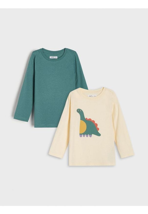 Sinsay - Koszulki 2 pack - kremowy. Kolor: kremowy. Materiał: bawełna