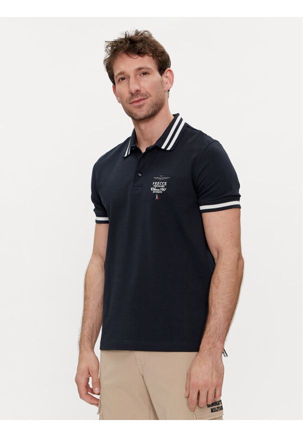 Aeronautica Militare Polo 241PO1758P191 Granatowy Regular Fit. Typ kołnierza: polo. Kolor: niebieski. Materiał: bawełna