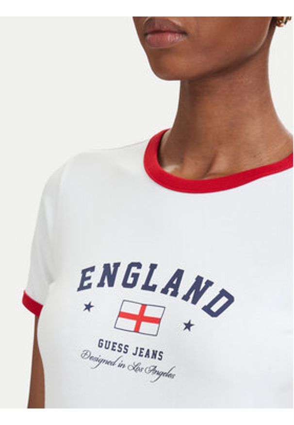 Guess Jeans T-Shirt 183096 Biały Classic Fit. Kolor: biały. Materiał: bawełna