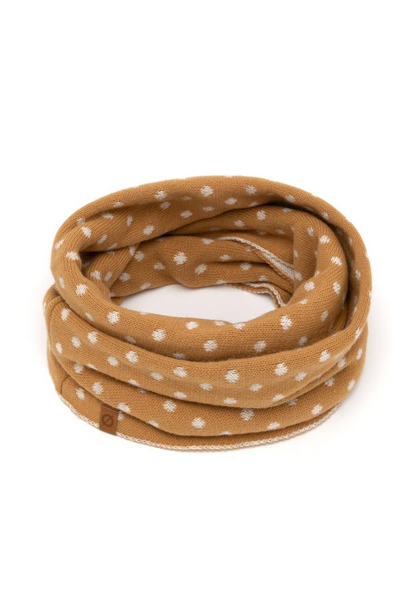 BRODRENE - Komin damski zimowy w kropki Brodrene K8 camel. Materiał: materiał. Wzór: kropki. Sezon: zima