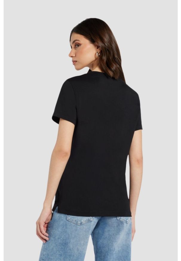 Guess - GUESS Czarny damski t-shirt bawełniany Love Tee, Rozmiar L. Kolor: czarny. Materiał: bawełna