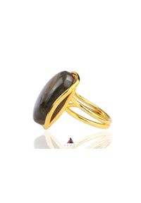 Brazi Druse Jewelry - Pierścionek Labradoryt Owalny złocony. Materiał: pozłacane, złote, srebrne. Kamień szlachetny: labradoryt #4