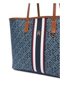 TOMMY HILFIGER - Tommy Hilfiger Torebka Th Monoplay Tote Stripe Le AW0AW18390 Niebieski. Kolor: niebieski. Materiał: skórzane #5
