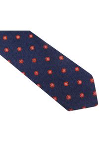 Modini - Ciemnogranatowy krawat męski w czerwone kwiaty D79. Kolor: wielokolorowy, czerwony, niebieski. Materiał: mikrofibra, tkanina. Wzór: kwiaty #1