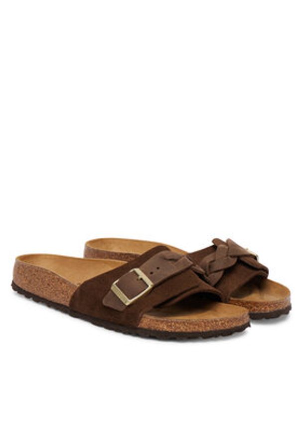 Birkenstock Klapki Oita Braided 1031734 Brązowy. Kolor: brązowy. Materiał: zamsz, skóra