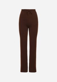 Born2be - Brązowe Ocieplane Spodnie Dzianinowe o Szerokim Kroju Miorea. Okazja: na spacer. Kolor: brązowy. Materiał: dzianina #2