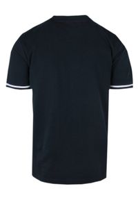 Męska Koszulka (T-Shirt) na Guziki - Pako Jeans - Granatowa. Okazja: na co dzień. Kolor: niebieski. Materiał: bawełna. Styl: casual