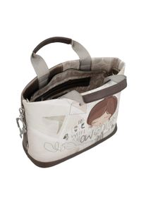 Torebka damska Anekke, z dekoracyjnym nadrukiem i metalowym logo z podwójną rączką oraz regulowanym paskiem zapinana na zamek, brązowa, 42801-222. Kolor: brązowy. Wzór: nadruk. Styl: casual, elegancki. Rodzaj torebki: na ramię #6