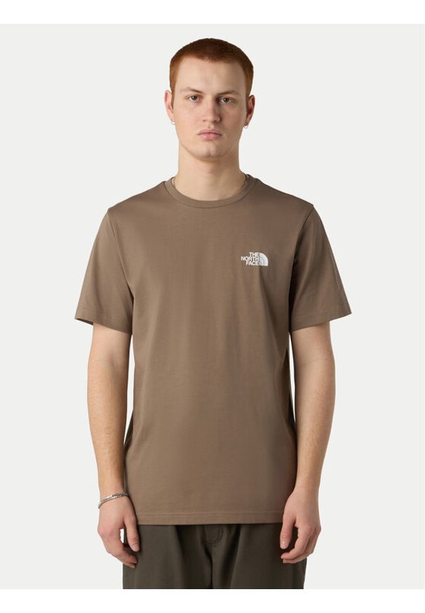 The North Face T-Shirt Simple Dome NF0A87NG Brązowy Regular Fit. Kolor: brązowy. Materiał: bawełna