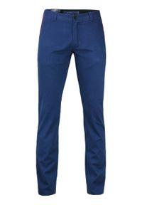 Chiao - Stylowe Spodnie Męskie, 100% BAWEŁNA, Chinosy, Zwężane Nogawki, Chabrowe. Kolor: niebieski. Materiał: bawełna. Styl: elegancki #1