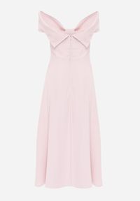 Renee - Różowa Rozkloszowana Sukienka Koktajlowa VICES z Hiszpańskim Dekoltem Neamerianne. Okazja: na wesele, na ślub cywilny. Typ kołnierza: dekolt hiszpanka. Kolor: różowy. Materiał: lakier, poliester. Typ sukienki: rozkloszowane. Styl: wizytowy #4