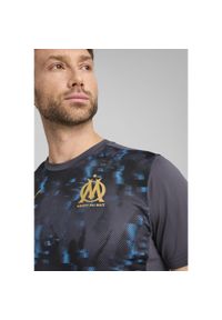 Puma - Męska koszulka przedmeczowa Olympique de Marseille PUMA. Kolor: wielokolorowy, beżowy, szary