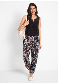 bonprix - Spodnie haremki z mieszanki wiskozy. Kolor: czarny. Materiał: wiskoza #2