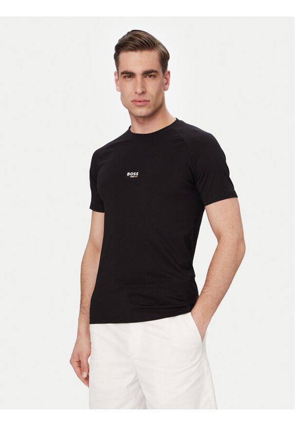BOSS T-Shirt 50517970 Czarny Slim Fit. Kolor: czarny. Materiał: bawełna