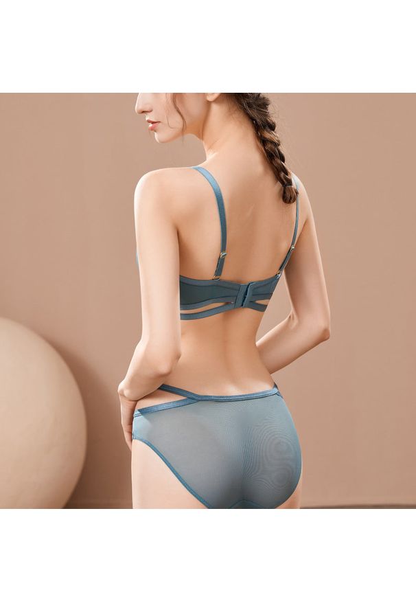 Intica - Biustonosz push-up z figami na co dzień i specjalne okazje Priscella. Kolor: niebieski. Materiał: materiał, skóra