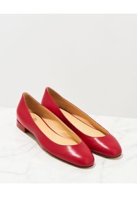 FRANCESCO RUSSO - Czerwone baleriny ze skóry. Nosek buta: okrągły. Kolor: czerwony. Materiał: skóra