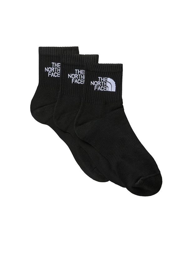 Skarpety The North Face Multi Sport Cush Quarter Sock 3P 0A882GJK31 - czarne. Kolor: czarny. Materiał: poliamid, elastan, materiał, poliester. Wzór: napisy, aplikacja