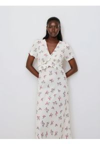 Reserved - Wzorzysta sukienka z wiskozy - wielobarwny. Materiał: wiskoza. Typ sukienki: proste #1